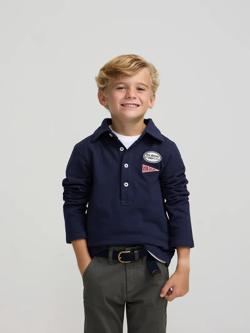 Polo kids parches azul marino