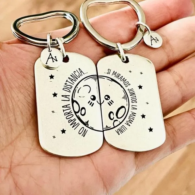 Llavero doble para parejas Miramos juntos la misma luna