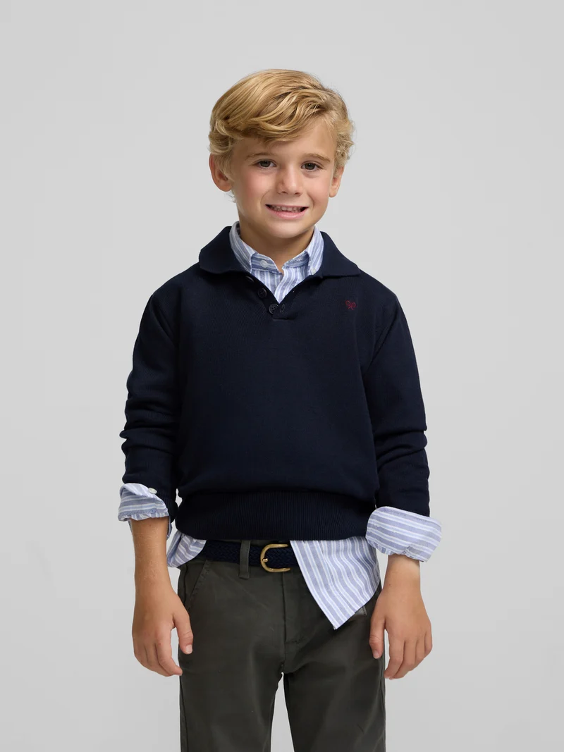 Jersey kids cuello polo marino