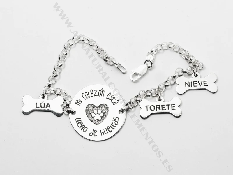 Pulsera de Plata Mi corazón está lleno de huellas