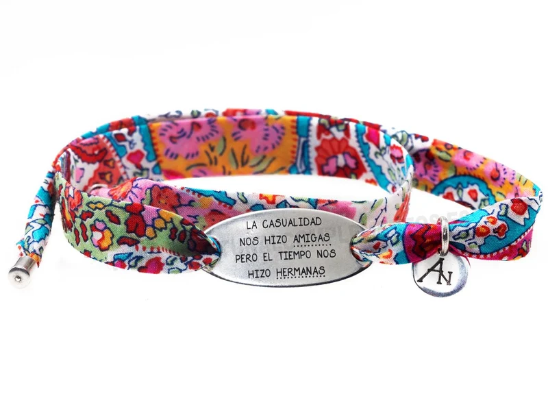 Pulsera Tela La casualidad nos hizo amigas pero el tiempo nos hizo hermanas