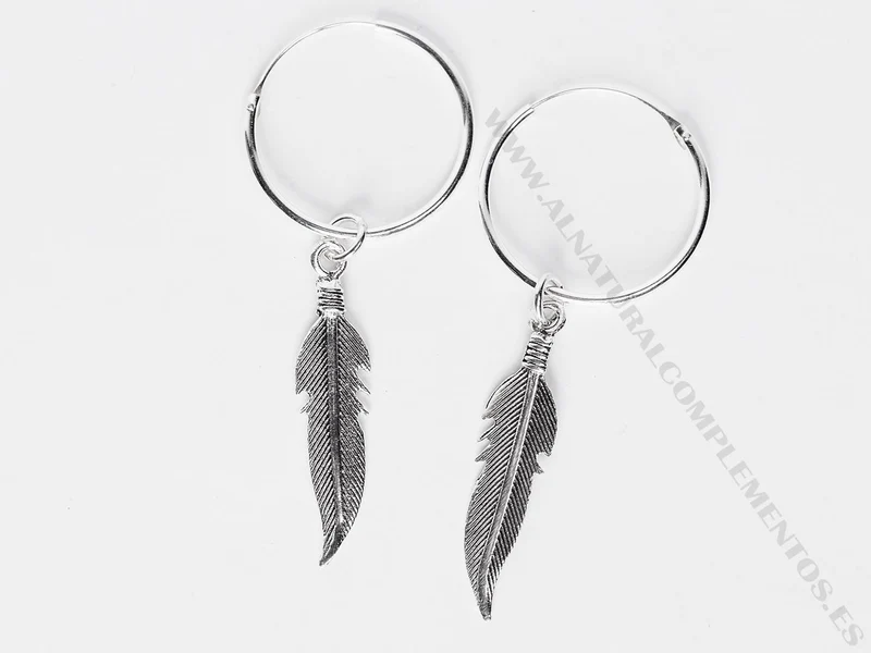 Pendientes Aro Maxi Pluma Boho