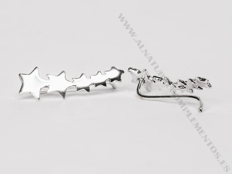 Pendientes trepadores de plata estrellas