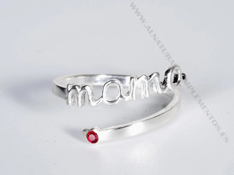 Anillo mamá en plata de ley con Swarovski