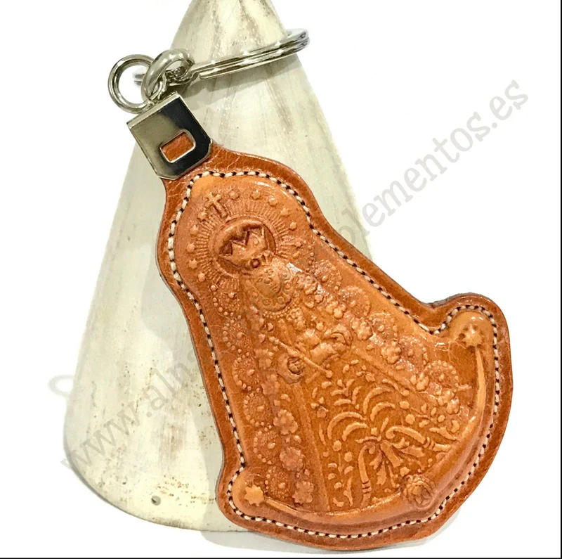 Llavero cuero Virgen del Rocio