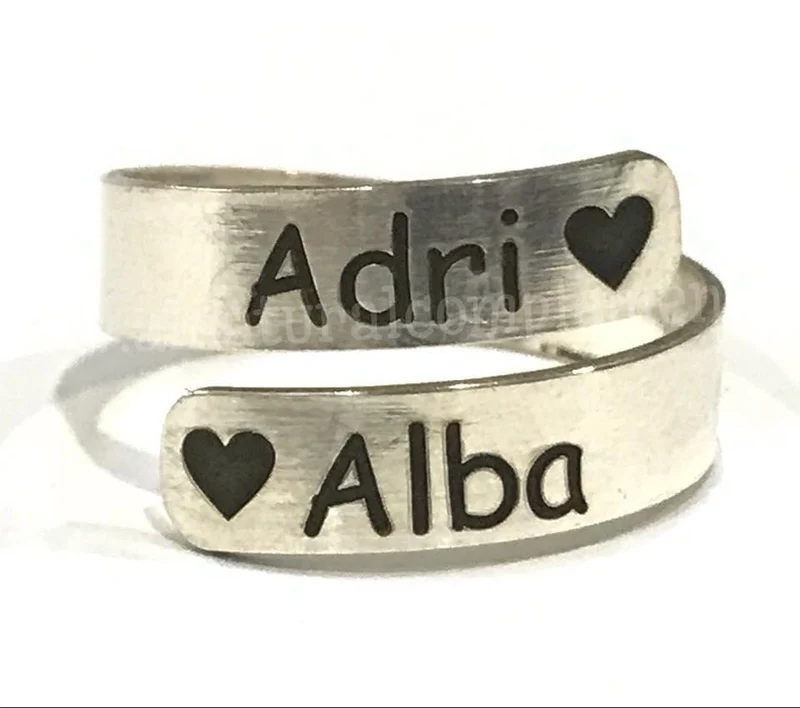 Anillo de Plata Ajustable Nombres
