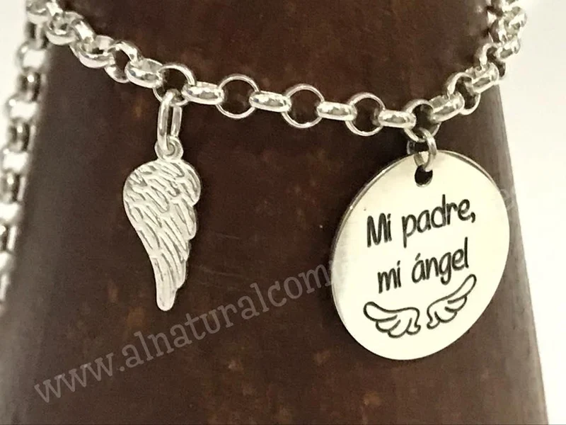 Pulsera Se que me sonríes desde el cielo Plata con Alita