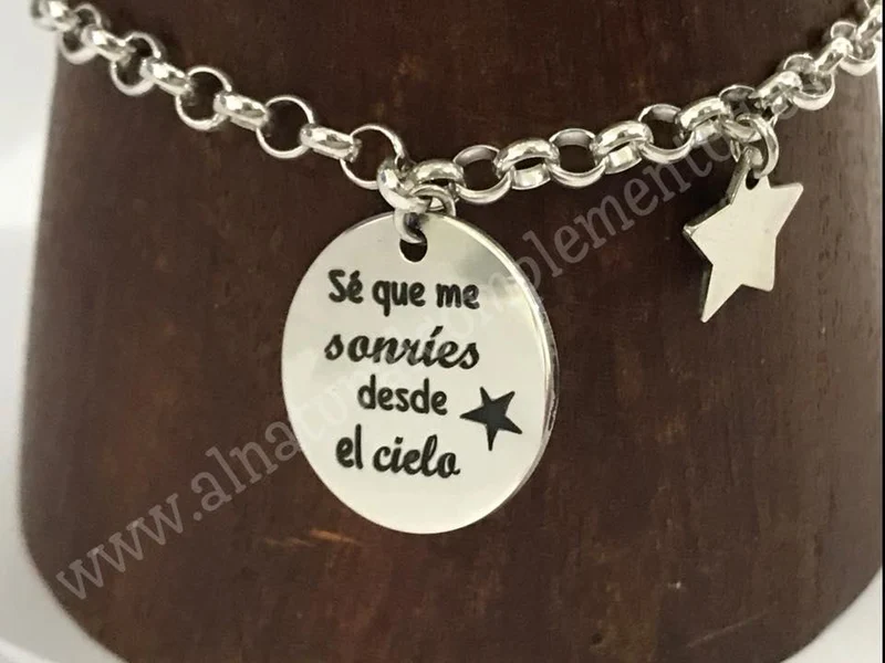 Pulsera Se que me sonríes desde el cielo Plata con Estrella