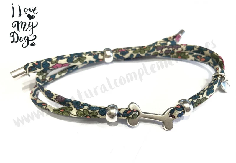 Pulsera tela flores Huesito