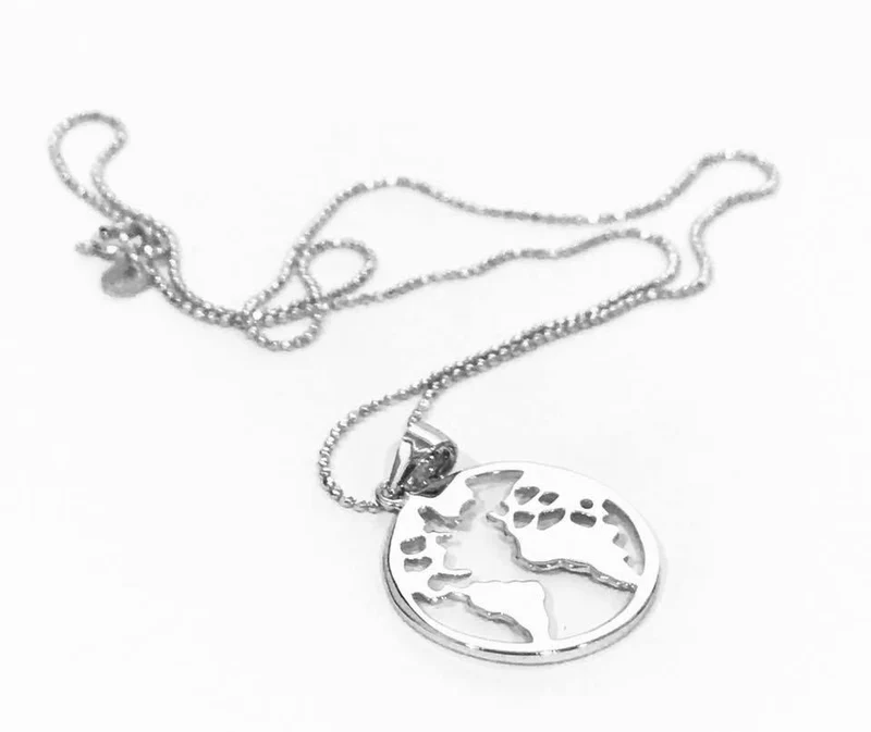 Colgante Plata Mapa Mundi