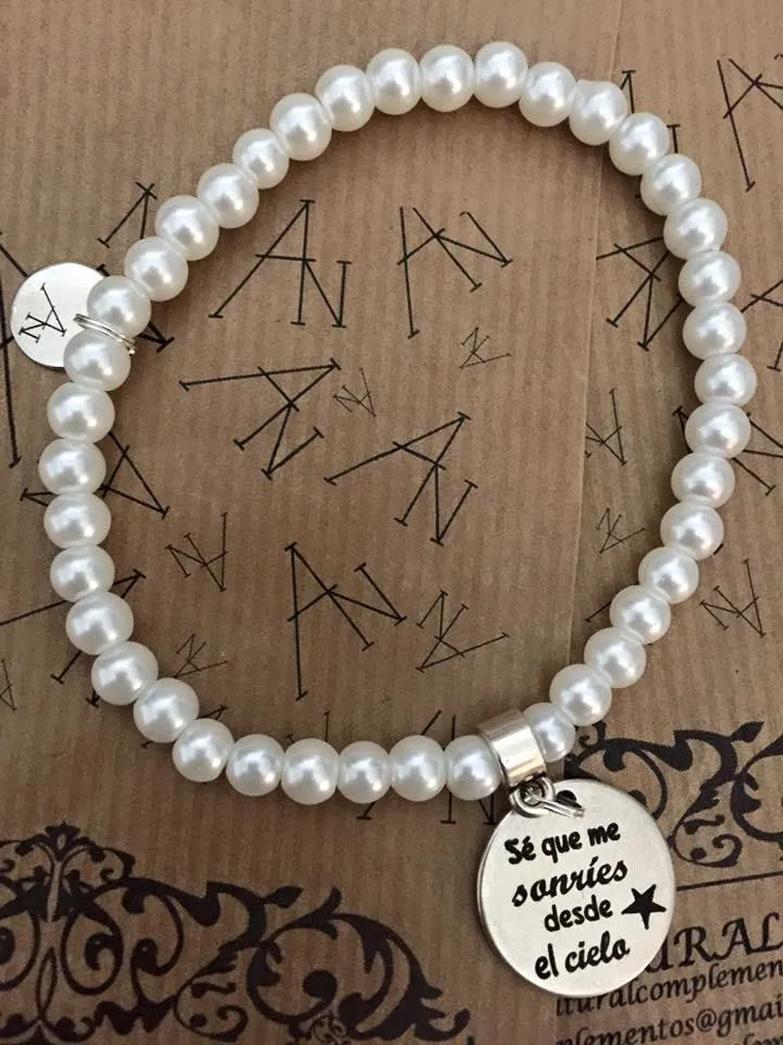 Pulsera perlas Se que me sonries desde el cielo