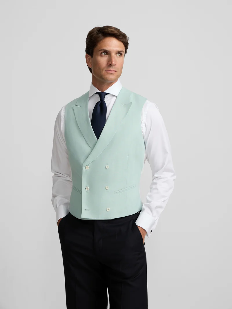 Chaleco chaque cuello clasico aguamarina