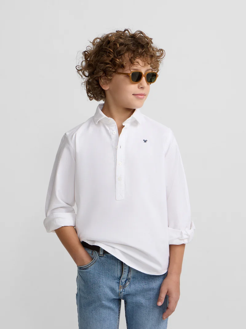 Polera sport kids clasica oxford blanca