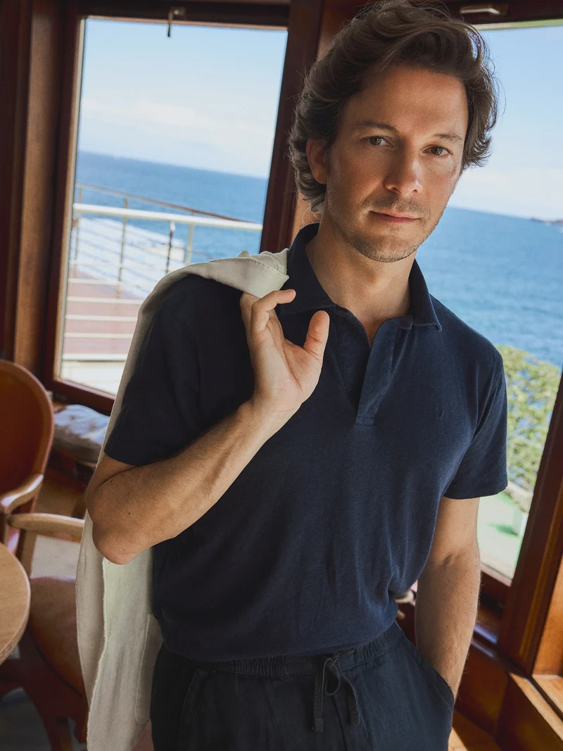 Polo lino azul marino