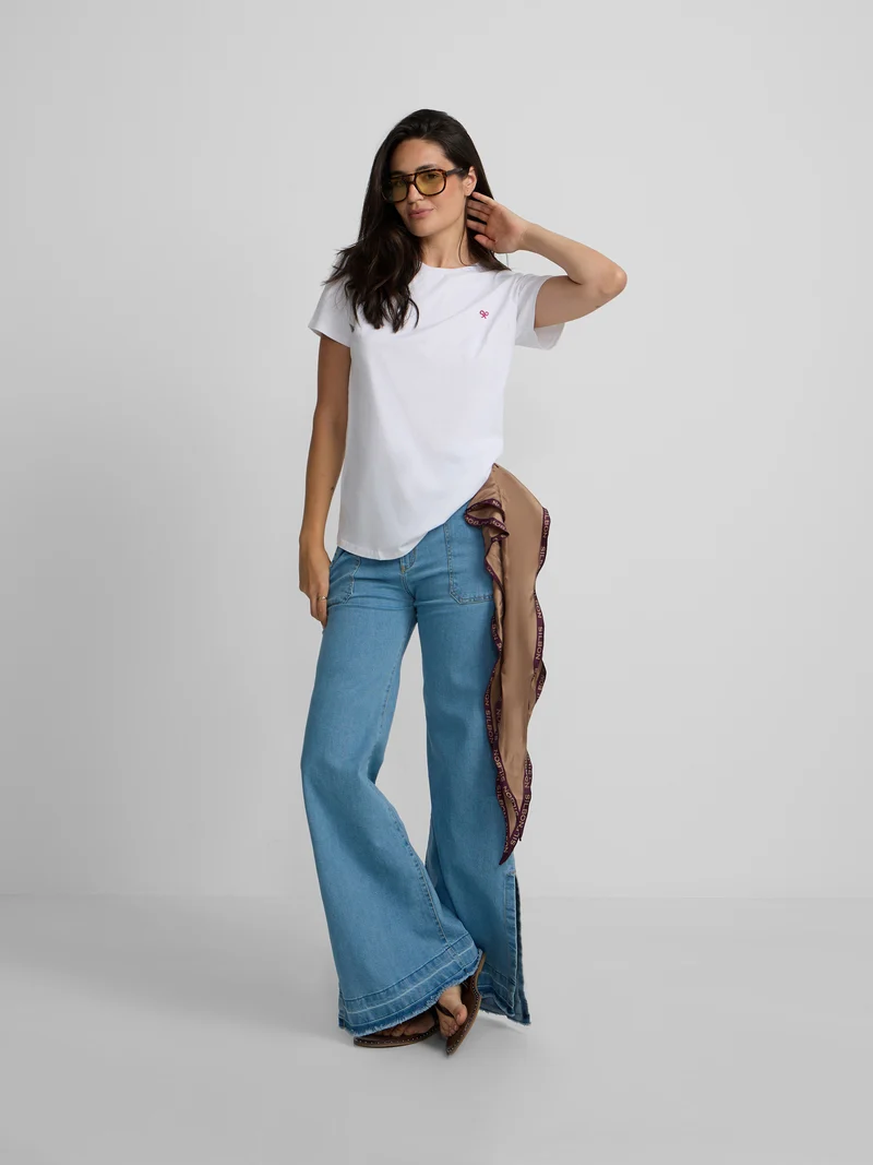 Pantalon culotte bolsillos denim