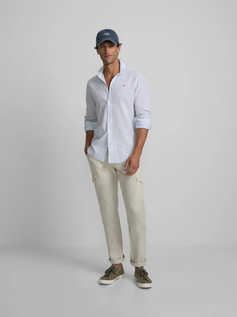 Pantalon sport cargo lino piedra