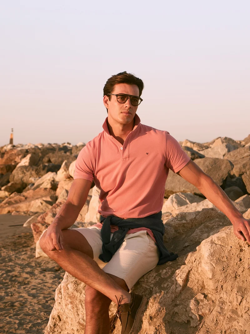 Polo clasico liso coral