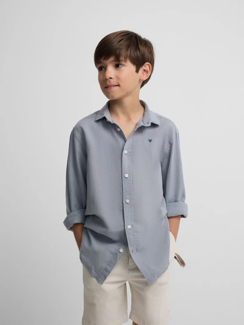 Camisa sport kids lino azul