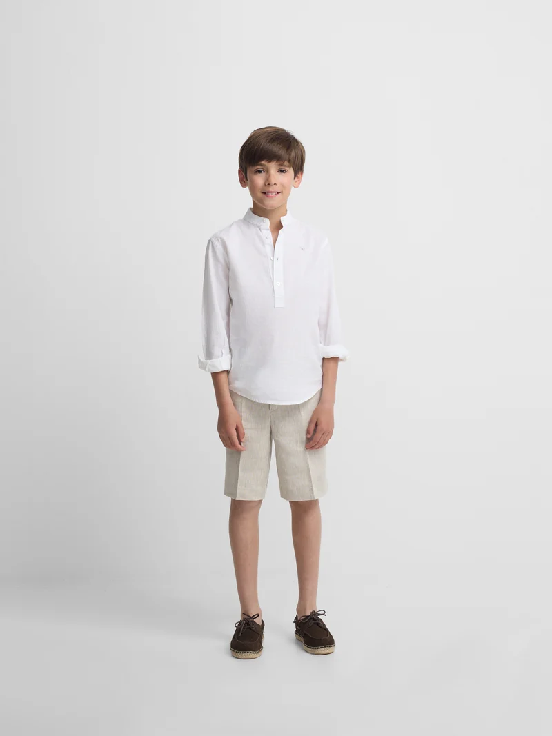 Bermuda kids lino beige medio