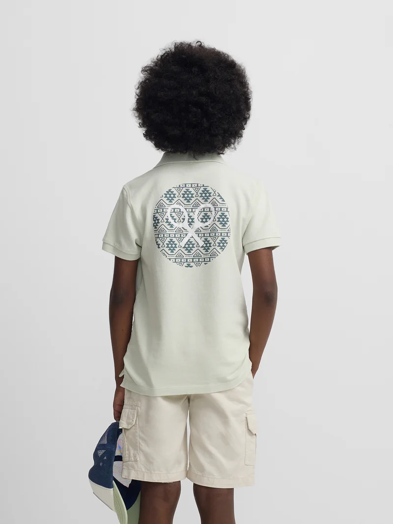 Polo kids raqueta etnica verde