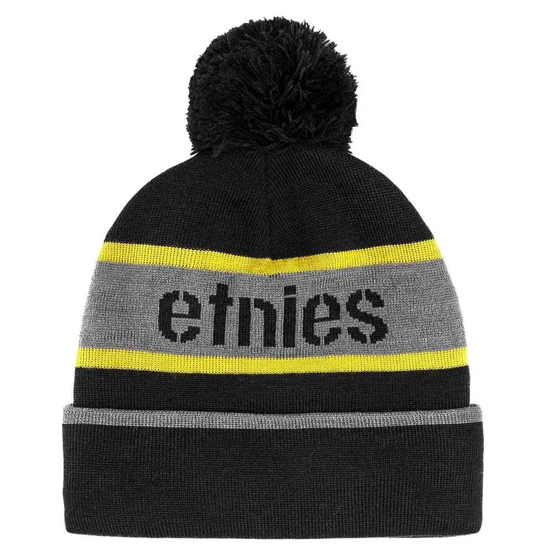Etnies Stencil Pom Beanie - Black/Yellow