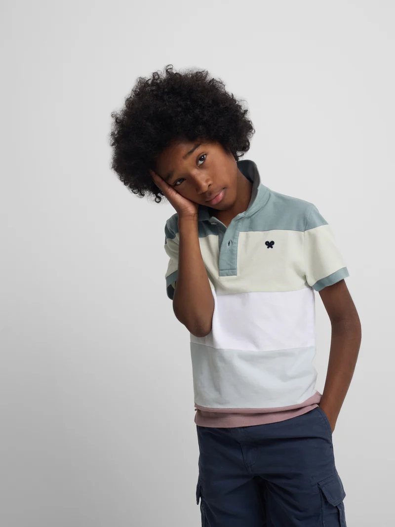 Polo kids raya ancha multicolor verde