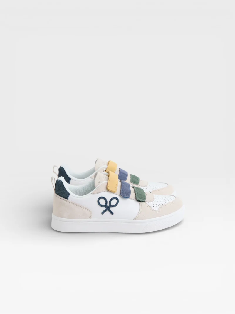 Zapatilla kids velcro multicolor crema