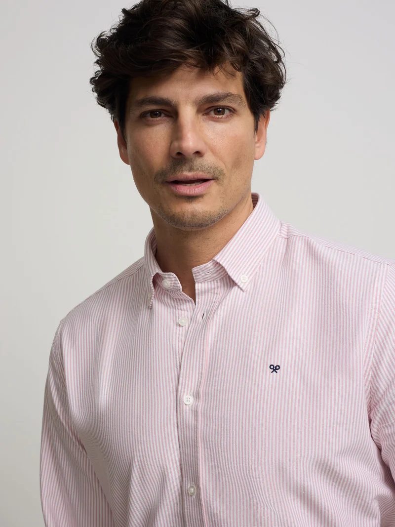 Camisa sport oxford rayas coral