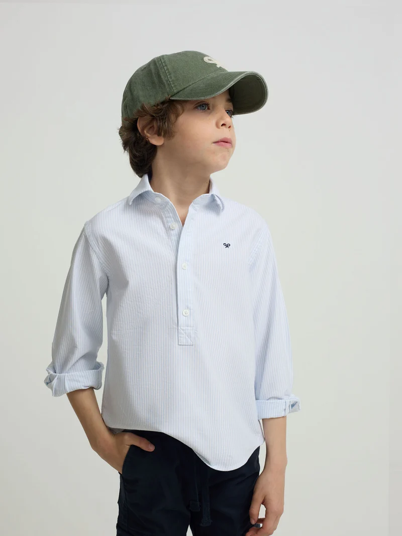 Polera sport kids rayas vertical azul