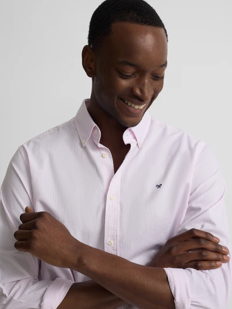 Camisa sport oxford rayas rosa