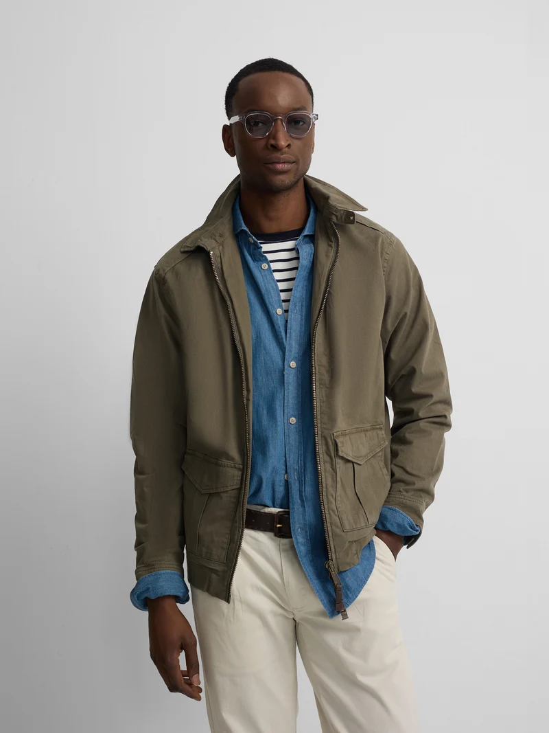 Cazadora garment dye khaki
