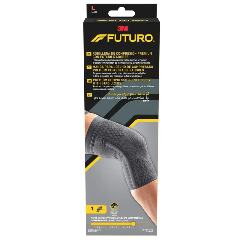 Futuro™ Rodillera De Compresión Prémium Con Estabilizadores L (43.1 - 49.5 Cm), 1 unidad